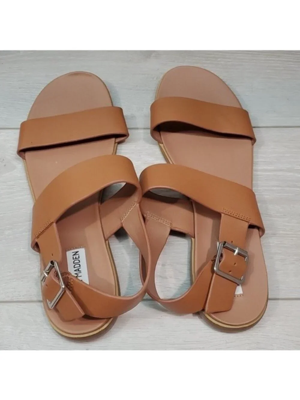 Steve Madden Women Daja Leather Ankle Leather Sandals Flats shoes sz 9.5M